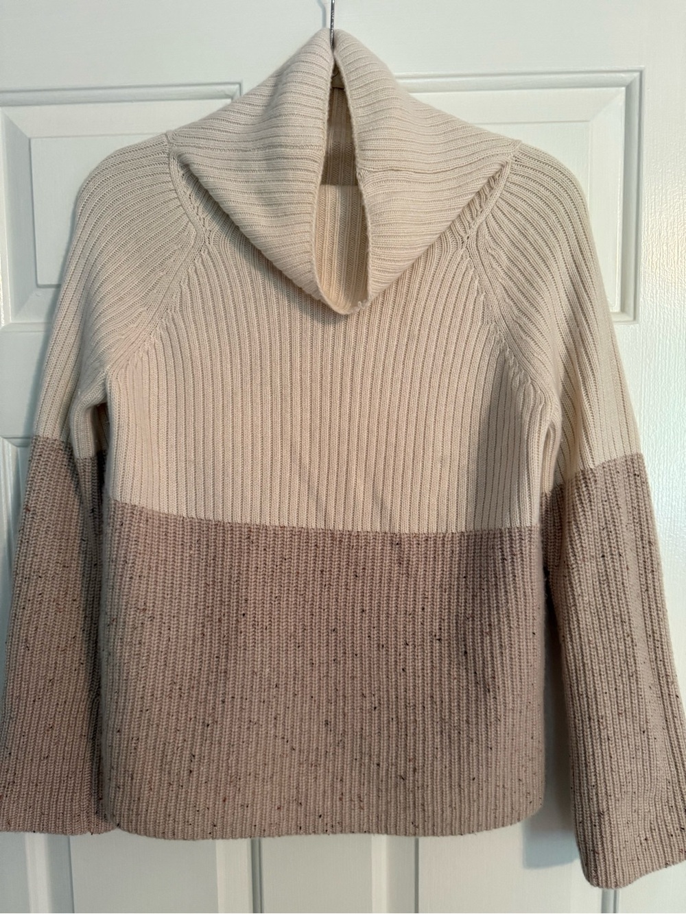 Ann Taylor cashmere Two-Tone Cowlneck /funnel neck sweater